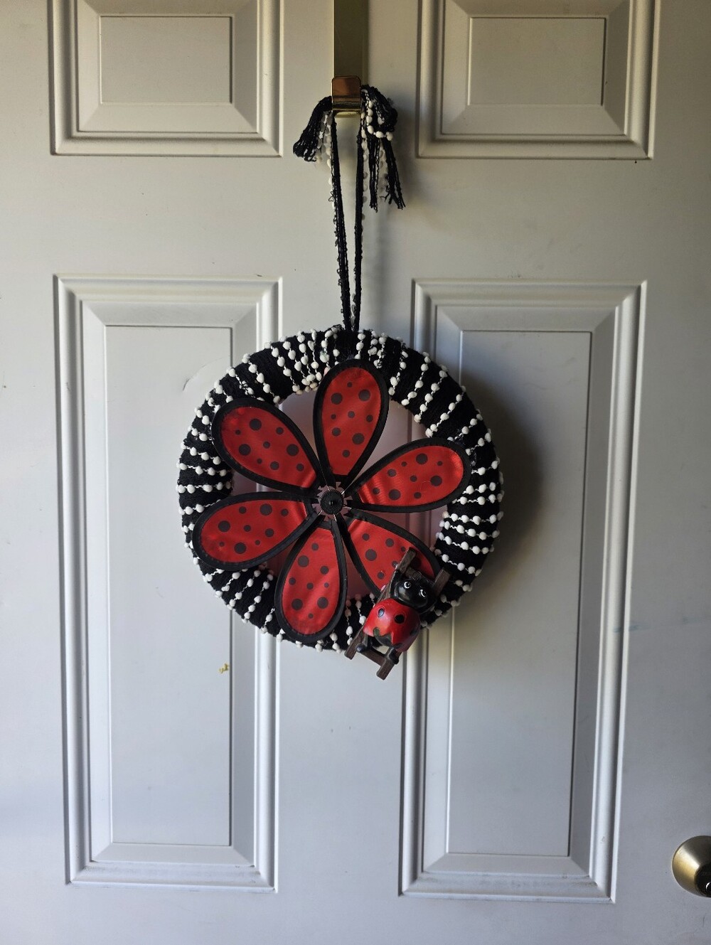 Handmade Black & Red Ladybug Wreath - Decorative Home Accent